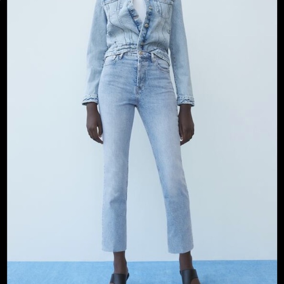 Zara silver effect ankle jeans